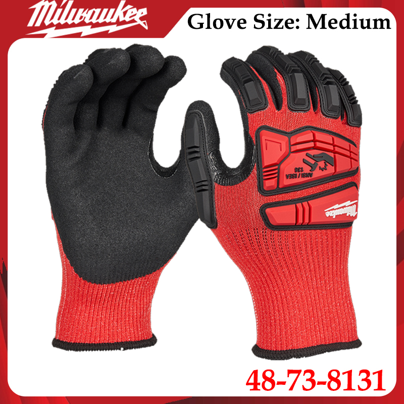Motorcycle Glove Knuckle - Milwaukee 48-73-8131 Werkhandschoenen met gemiddelde impactbescherming,